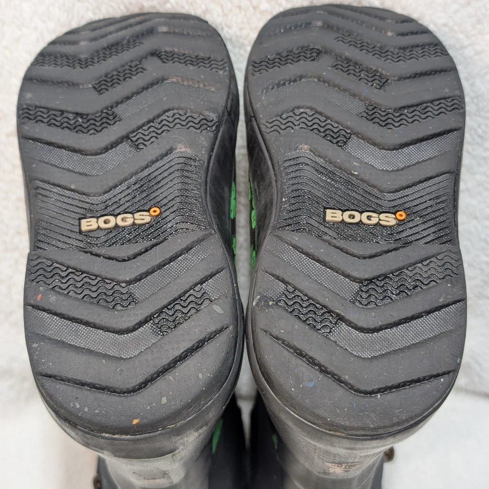 Bogs Kids Sz 13 Classic II Handle 4H Neoprene Rain Snow Boots Clover Black Green